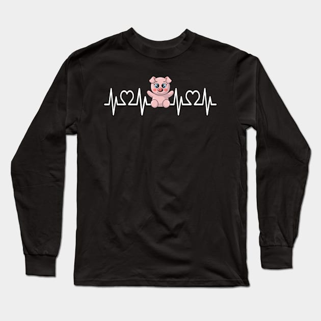 Heartbeat Pig I Kids I Cartoon Piggy Long Sleeve T-Shirt by Shirtjaeger